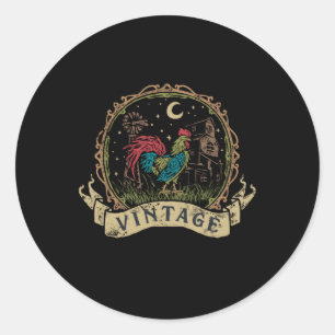 Adesivo Redondo Vintage Chicken