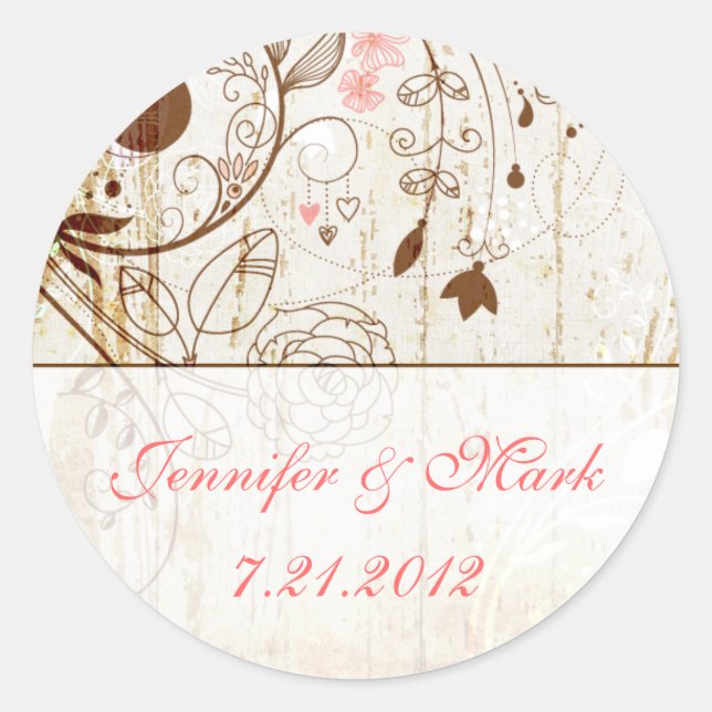 Adesivo Redondo Vintage Chique Floral Wedker (Frente)