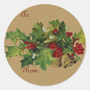 Adesivo Redondo Vintage Chistmas Gift Sticker
