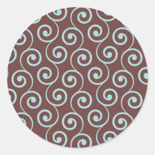 Adesivo Redondo Vintage Chocolate Swirl em Aqua