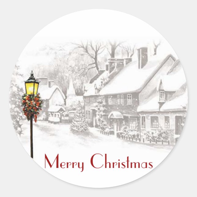 Adesivo Redondo Vintage ChristmasTown Stickers (Frente)
