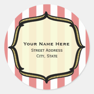 Adesivo Redondo Vintage Circus Address Sticker