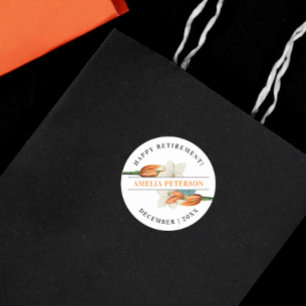 Adesivo Redondo Vintage Clássica Elegante Laranja Branco Lily Flor