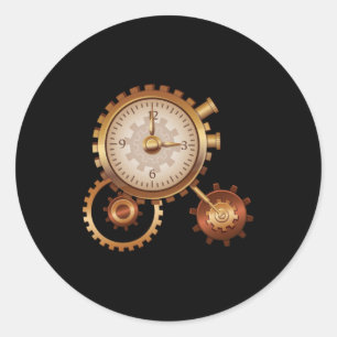 Adesivo Redondo Vintage Clock Time Machine Time Viagem Science Fic