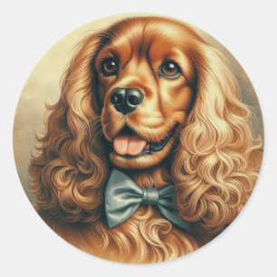 Adesivo Redondo Vintage Cocker Spaniel Oil