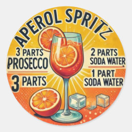 Adesivo Redondo Vintage cocktail Aperol Spritz 