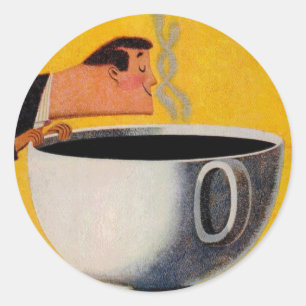 Adesivo Redondo Vintage Coffee Anúncio