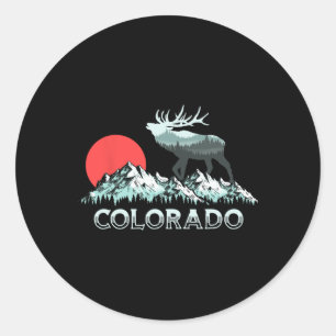 Adesivo Redondo Vintage Colorado Elk Hunter Conservation Retro Gra