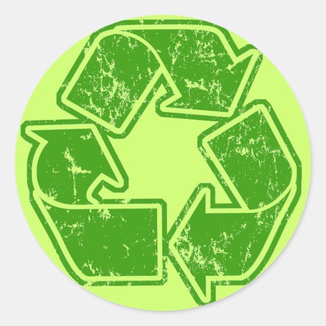 Adesivo Redondo Vintage com gráficos do reciclar (Frente)