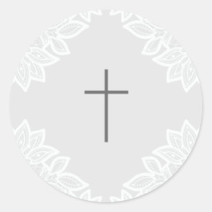 Adesivo Redondo Vintage com vinhetas de batismo