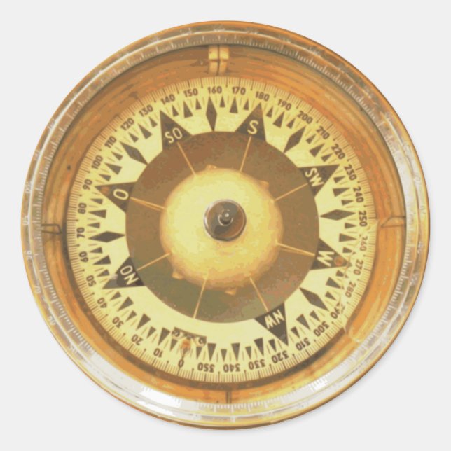 Adesivo Redondo Vintage Compass Marine (Frente)