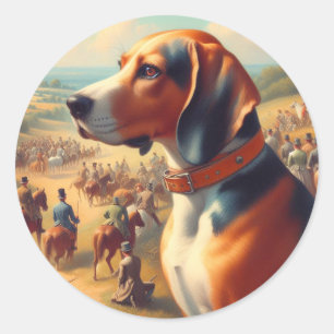 Adesivo Redondo Vintage Coonhound Dog Painting