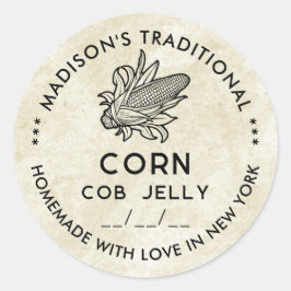 Adesivo Redondo Vintage corn cob jelly sticker com símbolo