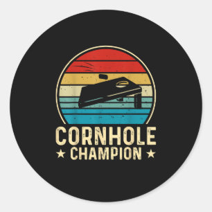 Adesivo Redondo Vintage Cornhole Player Funny Cornhole Champion
