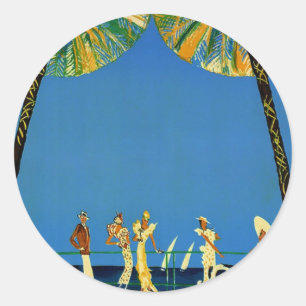 Adesivo Redondo Vintage Cote D'Azur Viagem Round Stickers