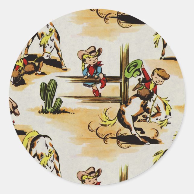 Adesivo Redondo Vintage Cowboy Cowboy Round Sticker (Frente)