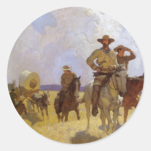 Adesivo Redondo Vintage Cowboys, The Parkman Outfit pelo NC Wyeth