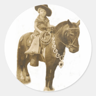 ADESIVO REDONDO VINTAGE COWGIRL STICKER