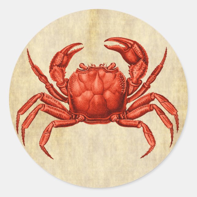 Adesivo Redondo Vintage Crab Design (Frente)