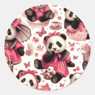 Adesivo Redondo Vintage Cute Baby Panda Sem Olhos