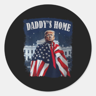Adesivo Redondo Vintage Daddys Home 2024 Trump Leva a América de v