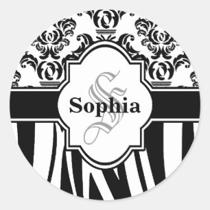 Adesivo Redondo Vintage Damask Legal Zebra Stripes