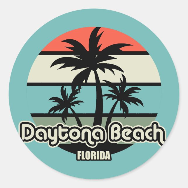 Adesivo Redondo Vintage Daytona Beach (Frente)