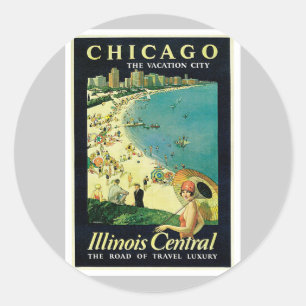 Adesivo Redondo Vintage de Chicago Illinois IL E.U.