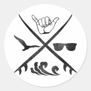 Adesivo Redondo Vintage de Surf_Logo