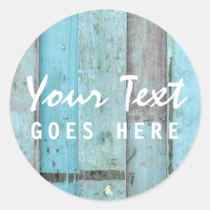 Adesivo Redondo Vintage de turquesa rústica & boutique de madeira