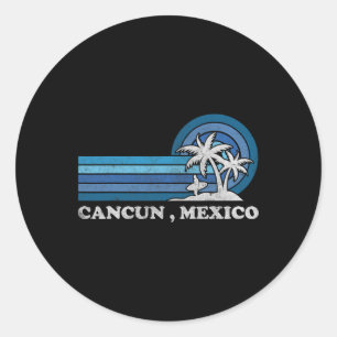 Adesivo Redondo Vintage de verão da família Cancun Beach Mexico