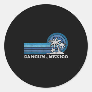 Adesivo Redondo Vintage de verão da família Cancun Beach Mexico