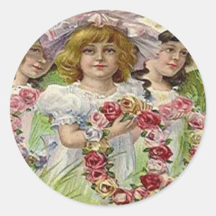 Adesivo Redondo Vintage Decoration Day Girls