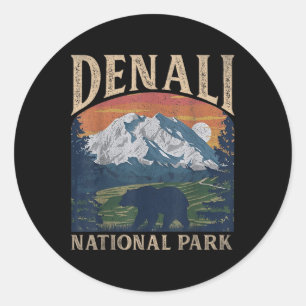 Adesivo Redondo Vintage Denali National Park Retro Mount For Men W