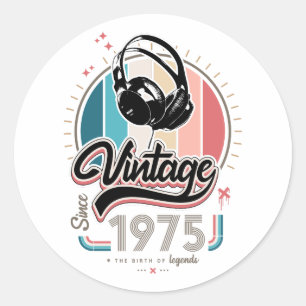 Adesivo Redondo Vintage desde fones de ouvido de 1975