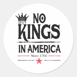 Adesivo Redondo Vintage Design No Kings In America Desde 1776 Para