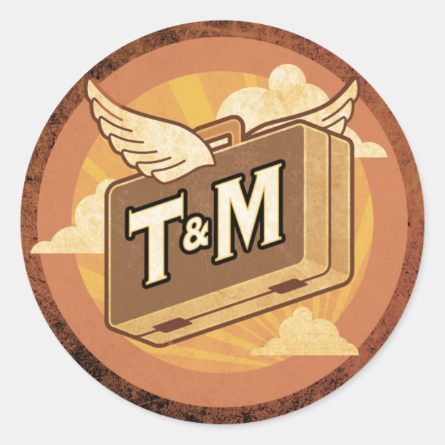 Adesivo Redondo Vintage Destination Light Lubags Sticker (Frente)