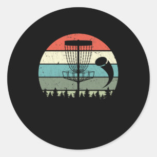 Adesivo Redondo Vintage Disk Golfing Sport Frisbee Disk Golf Playe