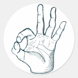 Adesivo Redondo Vintage do desenho do desenhar manual, sinal de mã