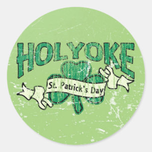 Adesivo Redondo Vintage do dia de Holyoke St Patrick retro