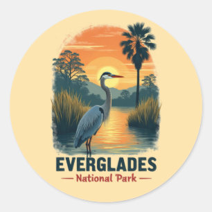 Adesivo Redondo Vintage do Parque Nacional Everglades