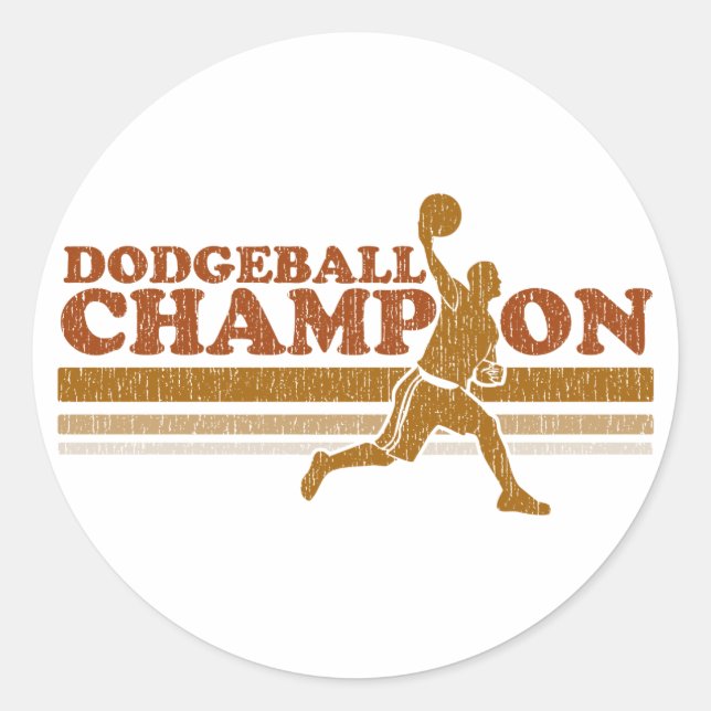 Adesivo Redondo Vintage Dodgeball Champion (Frente)