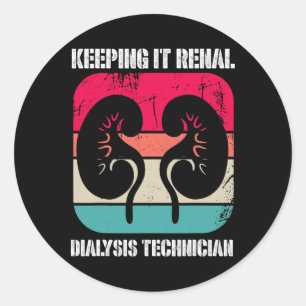 Adesivo Redondo Vintage Doença Renal Manutenção do Técnico de Diál