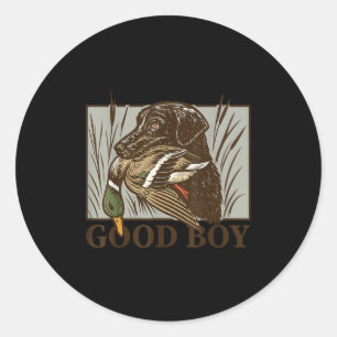 Adesivo Redondo Vintage Dog Good Boy Duck caçando Labrador Retriev