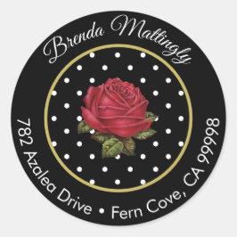 Adesivo Redondo Vintage Dots Floral Return Address Envelope Seal