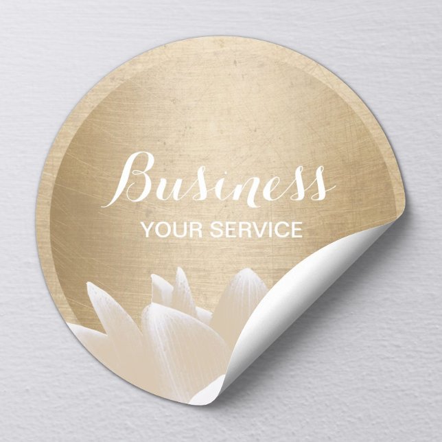 Adesivo Redondo Vintage Dourado Circ Lotus Flower (Criador carregado)