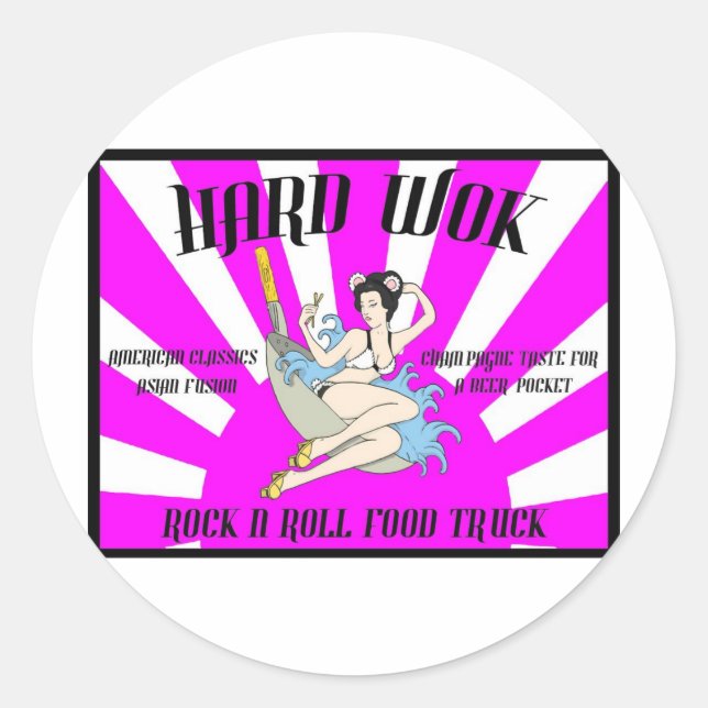 Adesivo Redondo Vintage Duro Wok Café Sinal (Frente)