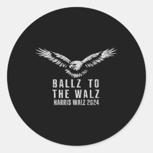 Adesivo Redondo Vintage Eagle Usa Flag Harris Waltz 2024 Ballz to