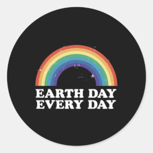 Adesivo Redondo Vintage Earth Day All Day Rainbow Grunge Save The
