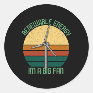 Adesivo Redondo Vintage Earth Day Renewable Energy Eu sou um grand